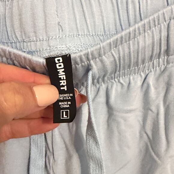 Women's Light Blue Athletic Shorts - Picture 2 of 3